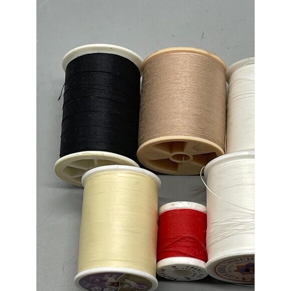 10 spools of polyester thread  varying colors white blue and sizes READ - Picture 4 of 6